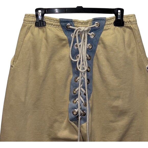 Samaria Leah Nicki Sweats Jogger Pants Oat Denim Lace-Up Size L Womens - Picture 5 of 8